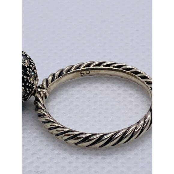 DAVID YURMAN STERLING SILVER 10 MM WHITE DIAMOND BALL SIZE 6 STACK RING - Picture 8 of 11